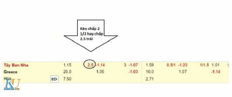 Ví dụ 3 kèo chấp 2.5 trái